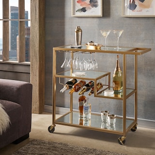 Metropolitan Mirrored Glass Top Metal Bar Cart by iNSPIRE Q Bold