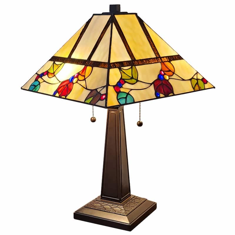 Style 22 Inch Dark Brown Metal Two Light Table Lamp with White Shade - 11” x 21” x 22”