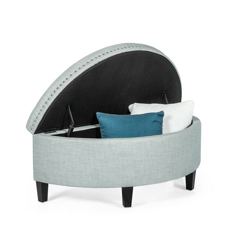 Adeco Half Moon Storage Ottoman Semi Circle Bench