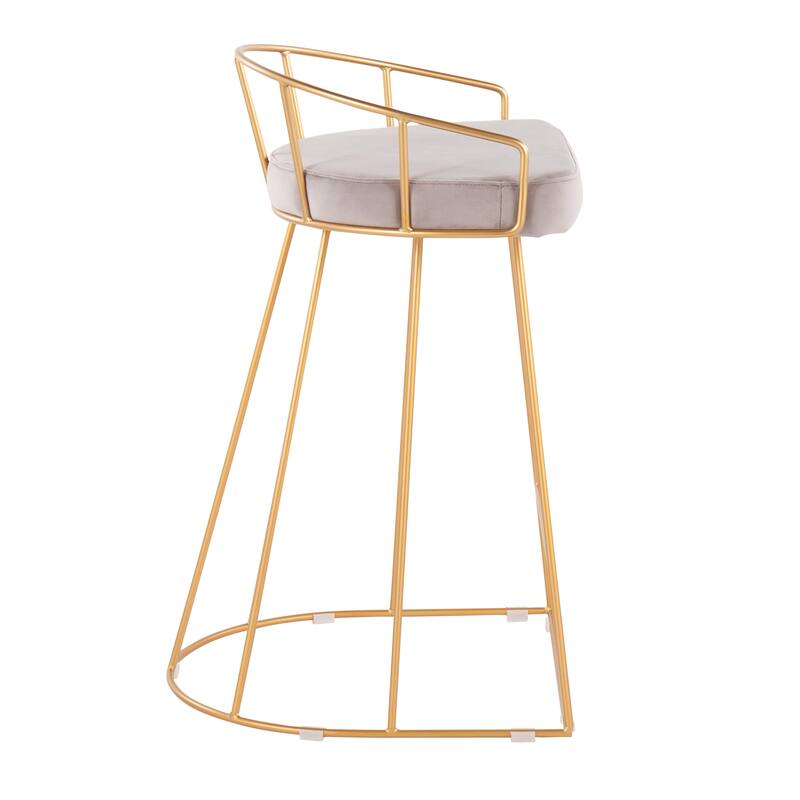 Canary Contemporary Counter Stool in Gold and Velvet (Set of 2) Bed Bath & Beyond 16753342
