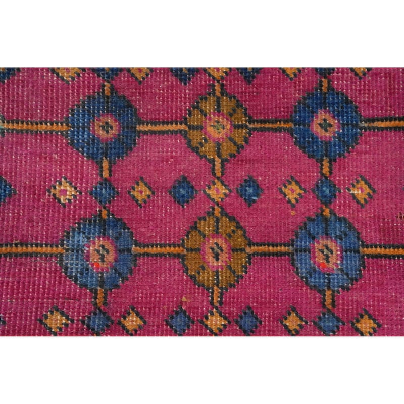 Hand Knotted Oriental 100% Wool Carpet Traditional Geometric Pink Tabriz Area Rug - 4' 9'' X 2' 7''