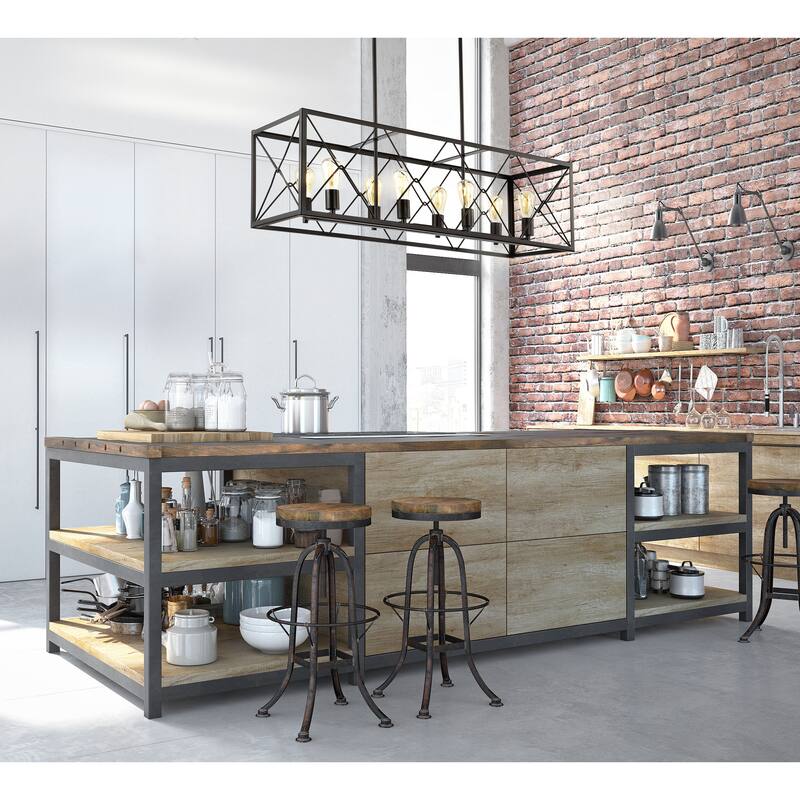 Ferme 30" 5-Light Adjustable Iron Farmhouse Industrial LED Dimmable Pendant, Oil Rubbed Bronze by JONATHAN Y