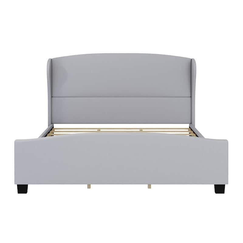 Modern Wingback Linen Upholstered Bed
