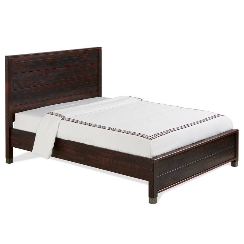 Boho Platform Bed - Rustic Wood Bed Frame, Queen Size, No Box Spring Needed, Easy Assembly, Solid Wood Mattress Support
