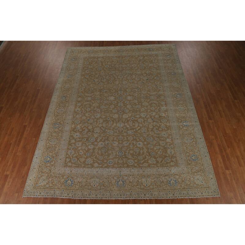 All-Over Floral Kashan Persian Area Rug Handmade Wool Carpet - 9'9" x 13'1"