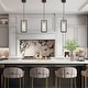 preview thumbnail 2 of 17, LALUZ Modern 1-Light Black Gold Kitchen Island Pendant Light with Clear Glass for Dining Room