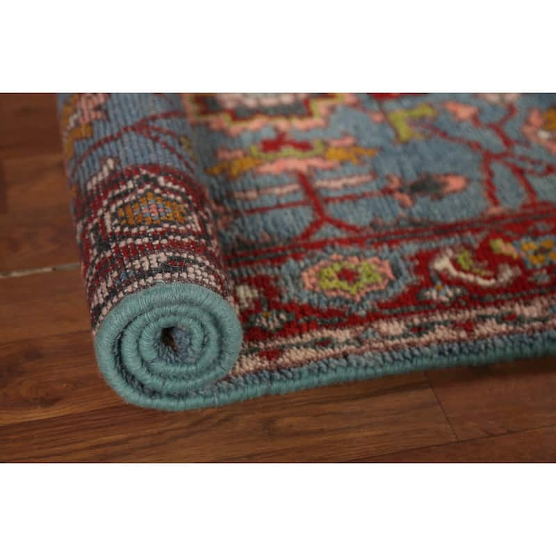 Blue Floral Oushak Indian Accent Rug Handmade Wool Carpet - 2'10"x 4'11"