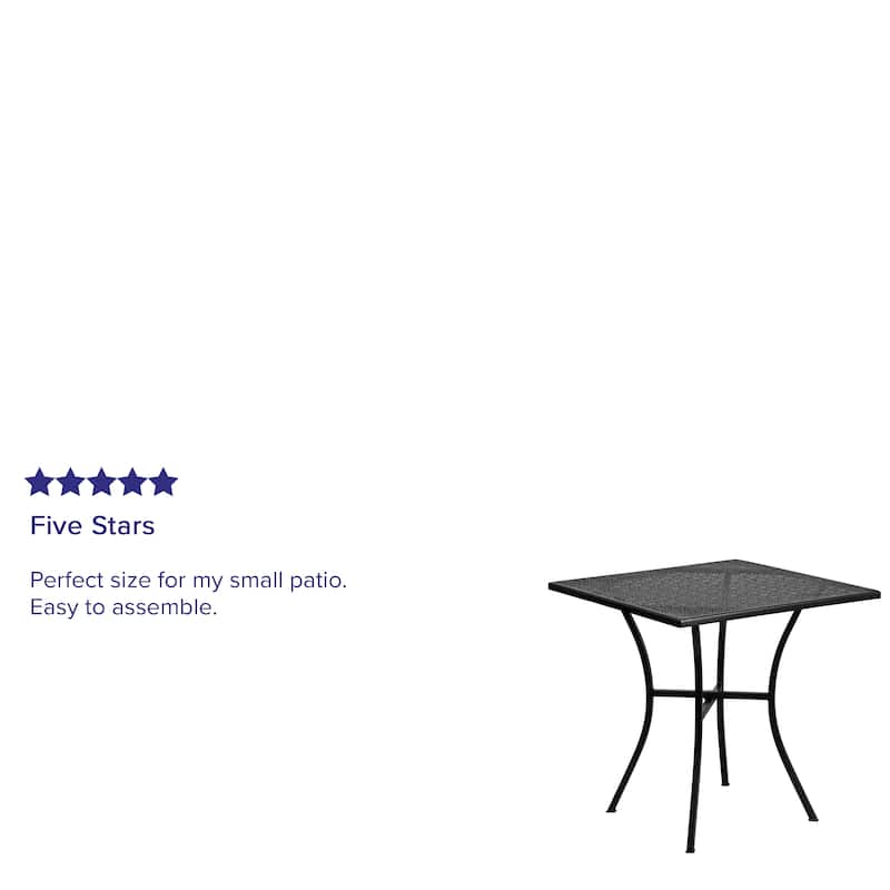 Square Patio Table | Outdoor Steel Square Patio Table - 28"W x 28"D x 28.25"H