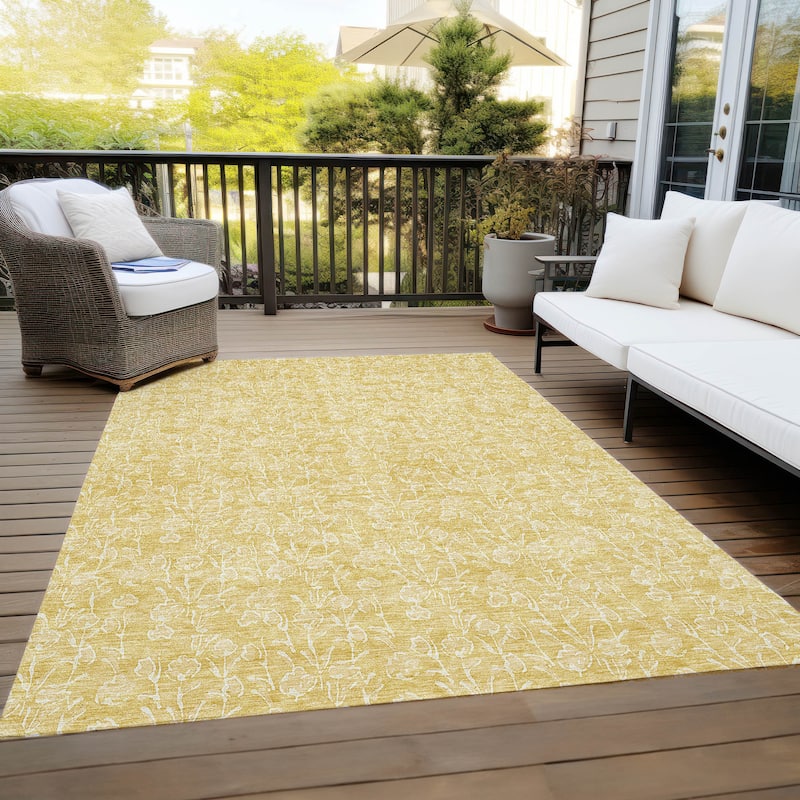 Machine Washable Indoor/ Outdoor Chantille Modern Floral Impressions Rug