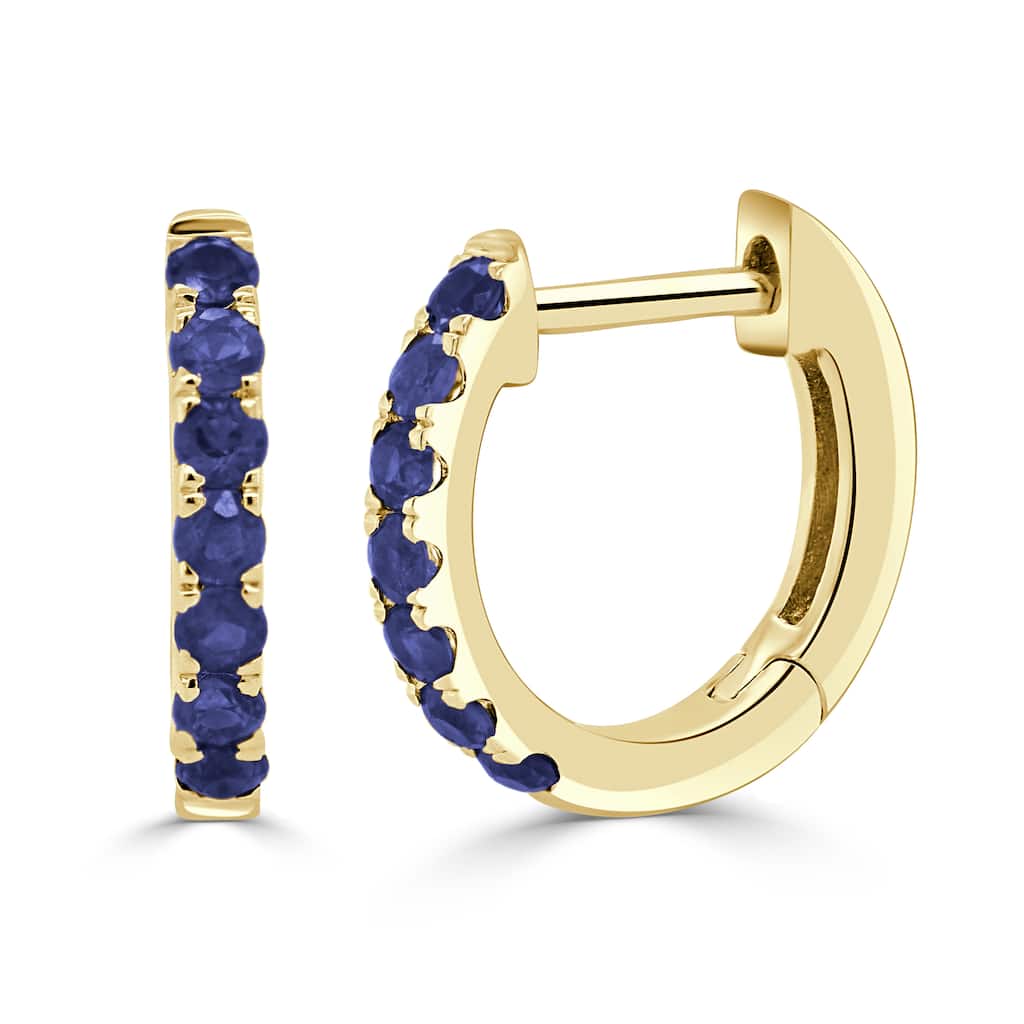 Joelle Collection Sapphire Huggie Earrings 14K Gold 11mm
