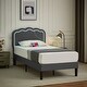 preview thumbnail 4 of 17, VECELO Upholstered Platform Kids Bed Frame with Headboard & LED Lights,Twin Size Bed Set of 2
