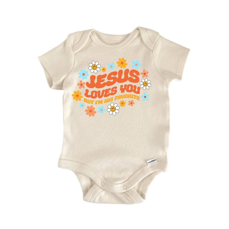 Loves You Favorite Jesus Religious God Christian - Baby Boy Girl Clothes Bodysuit - White - 0-3M