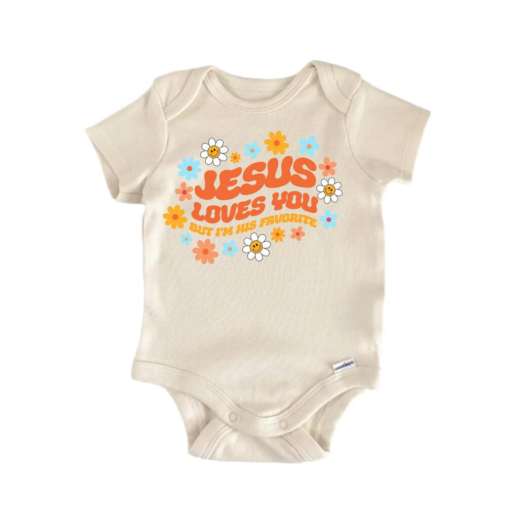 Loves You Favorite Jesus Religious God Christian - Baby Boy Girl Clothes Bodysuit