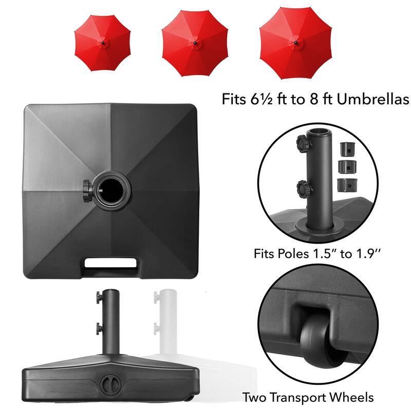 Fillable Mobile Umbrella Base Stand w Wheels for Patio Lawn Deck - 20"