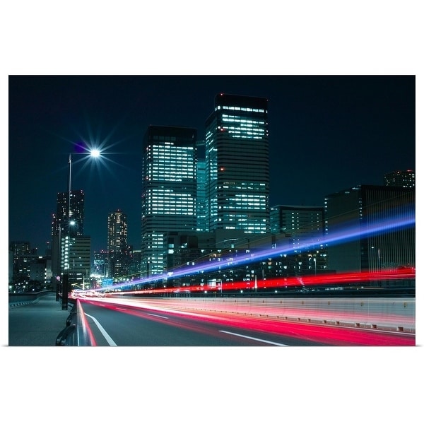 "Light trails on the street in Tokyo." Poster Print