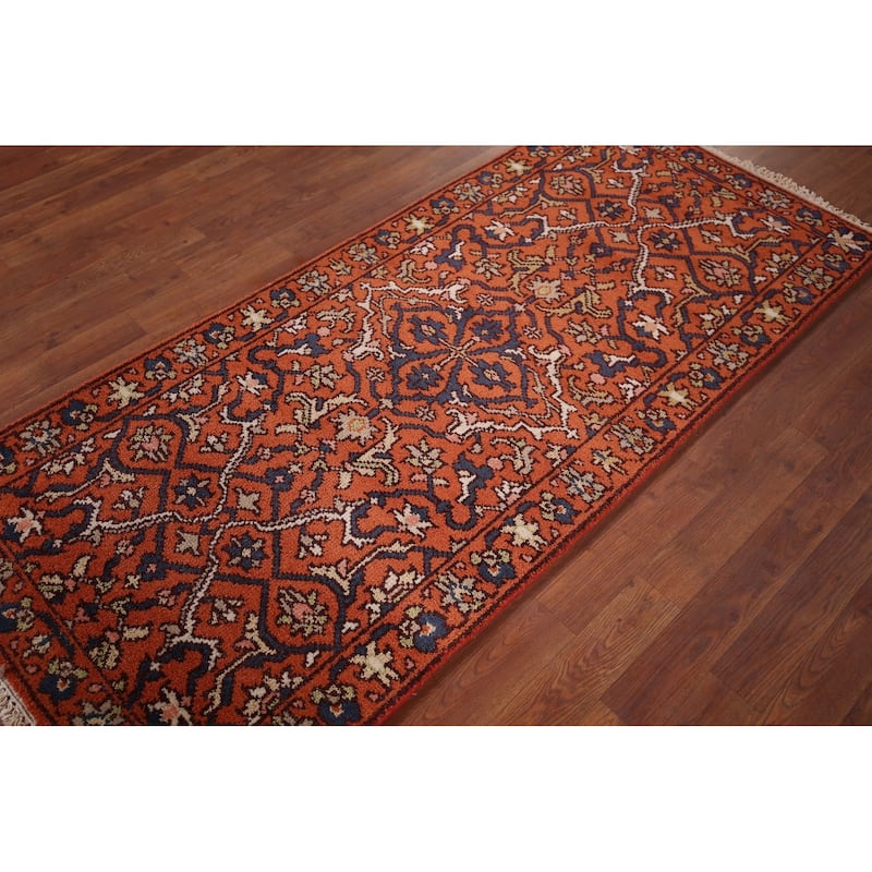 All-Over Orange Kazak Oriental Accent Rug Handmade Wool Carpet - 2'8"x 6'0"