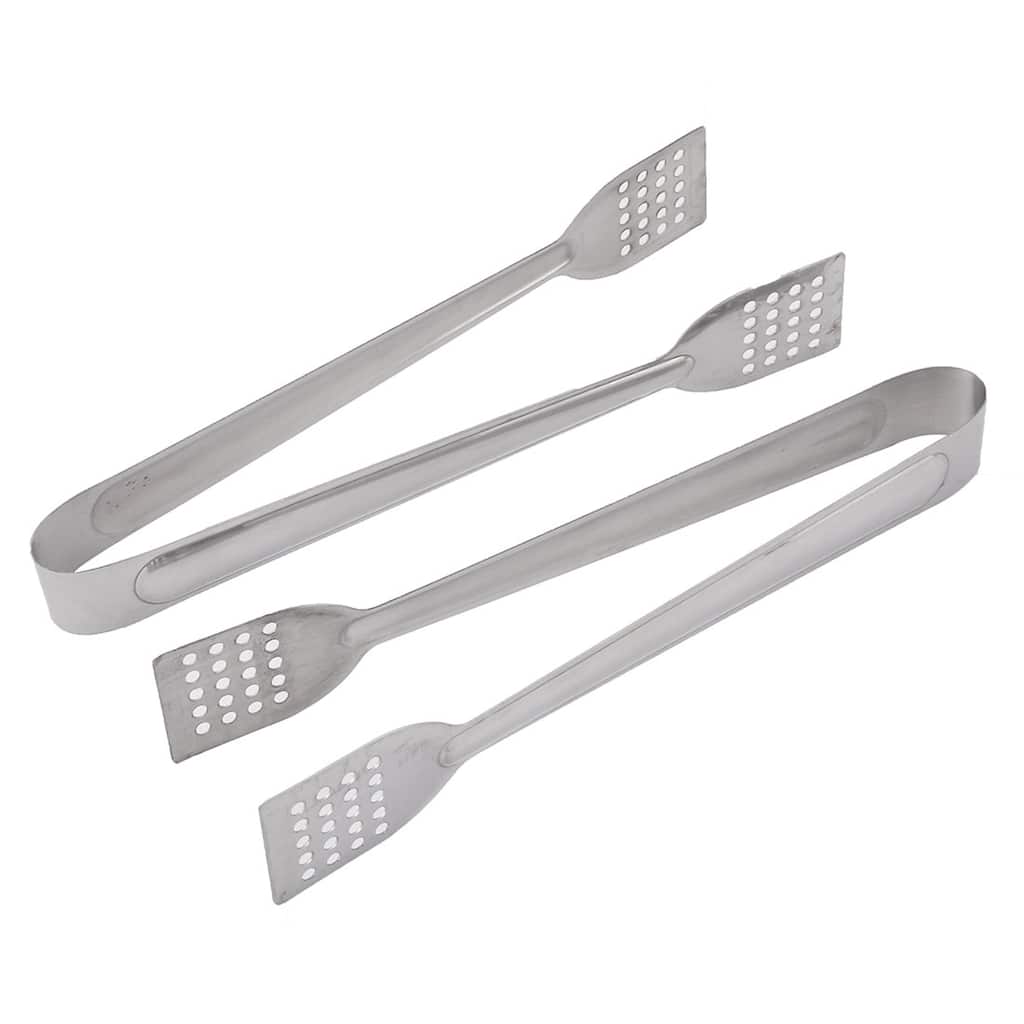 Bakery Metal Bread Salad Dessert Buffet Food Mixing Tong Clamp 2pcs - Silver Tone - 8.5" x 1.4" x 0.9"(L*W*T)