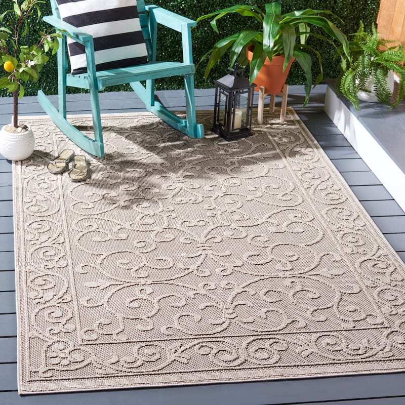 SAFAVIEH Global Anamari Indoor/Outdoor Waterproof Rug - 4' x 6' - Beige/Light Beige