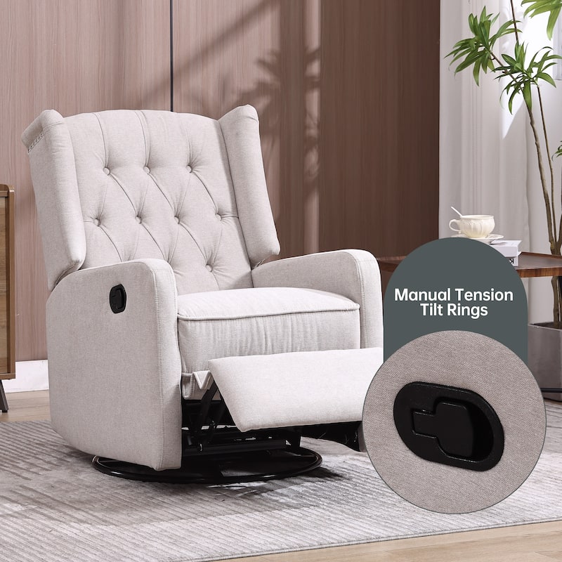 Swivel Recliner Lounge Chair with Footrest, Glider Motion & Ergonomic Design
