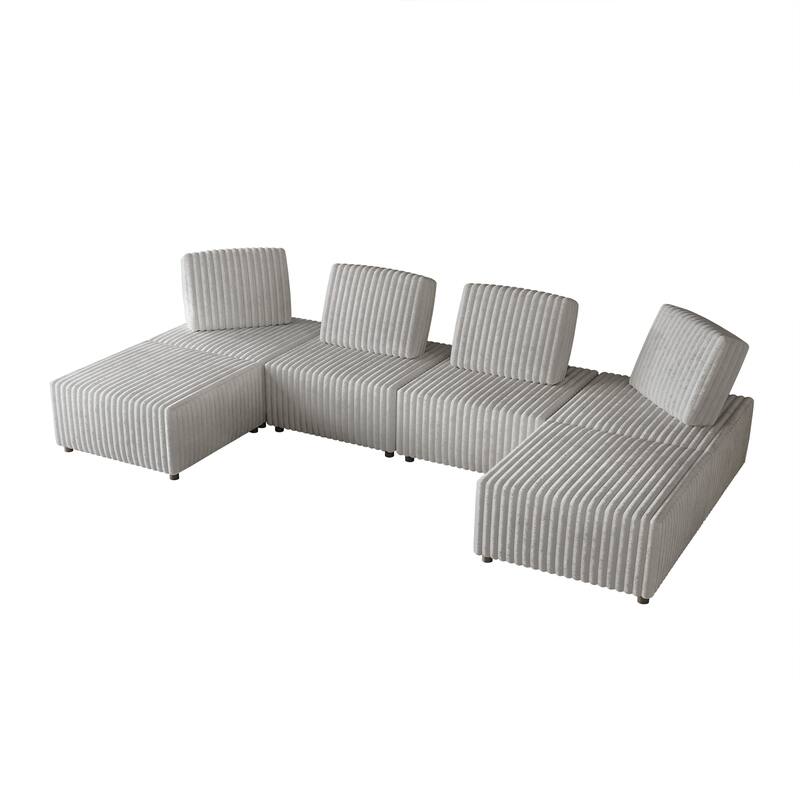 CraftPorch Luxurious Velvet Upholstered 6 Pieces Modular Set - Light Grey - 6 Piece
