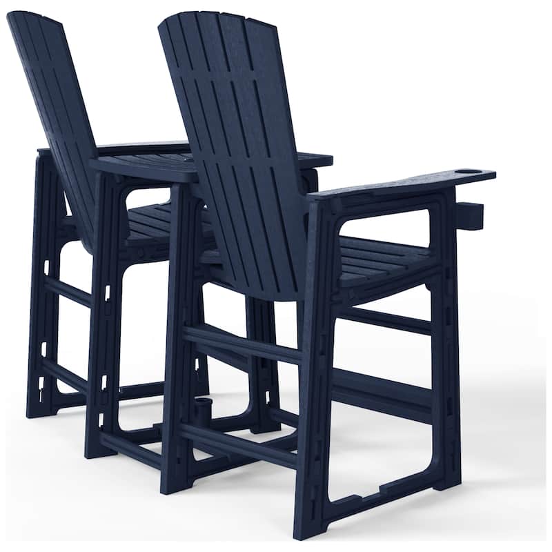 Polytrends Coastline Outdoor Poly Bar Chair Set with Connecting Tray & Cup Holder