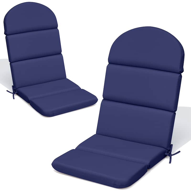 Patio Outdoor Adirondack Chair Cushion with Ties - 2PC - Navy Blue