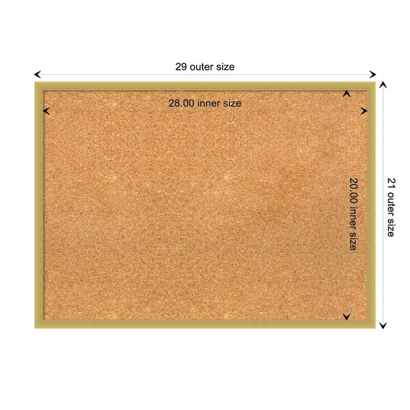 Svelte Metallic Wood Framed Natural Corkboard Bulletin Board - Svelte Polished Gold - Board Size 28x20
