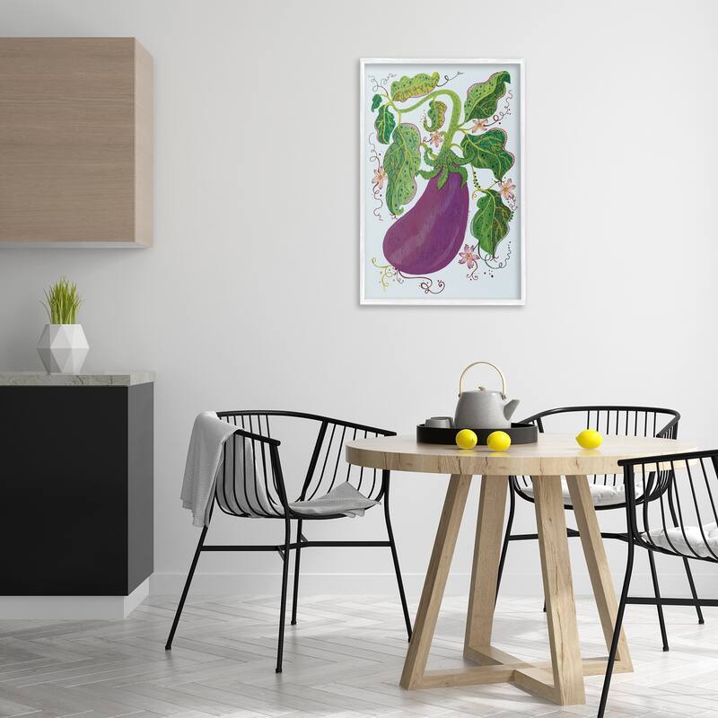 Stupell Whimsical Detail Eggplant Framed Giclee Art Design By Kay Widdowson