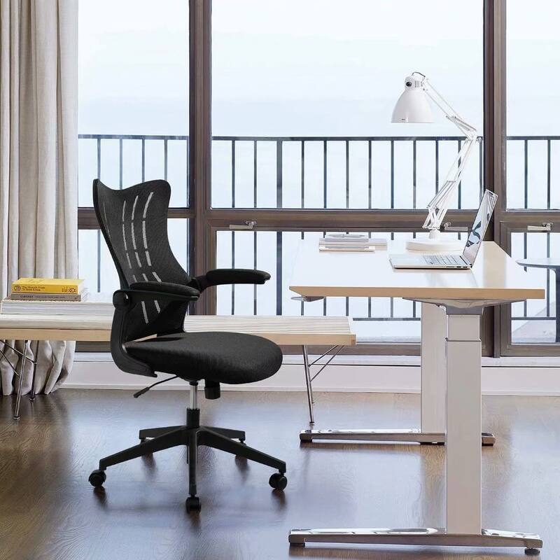 Homall Mid Back Mesh Office Desk Chair - Swivel Task Chair with Flip Arms and Lumbar Support