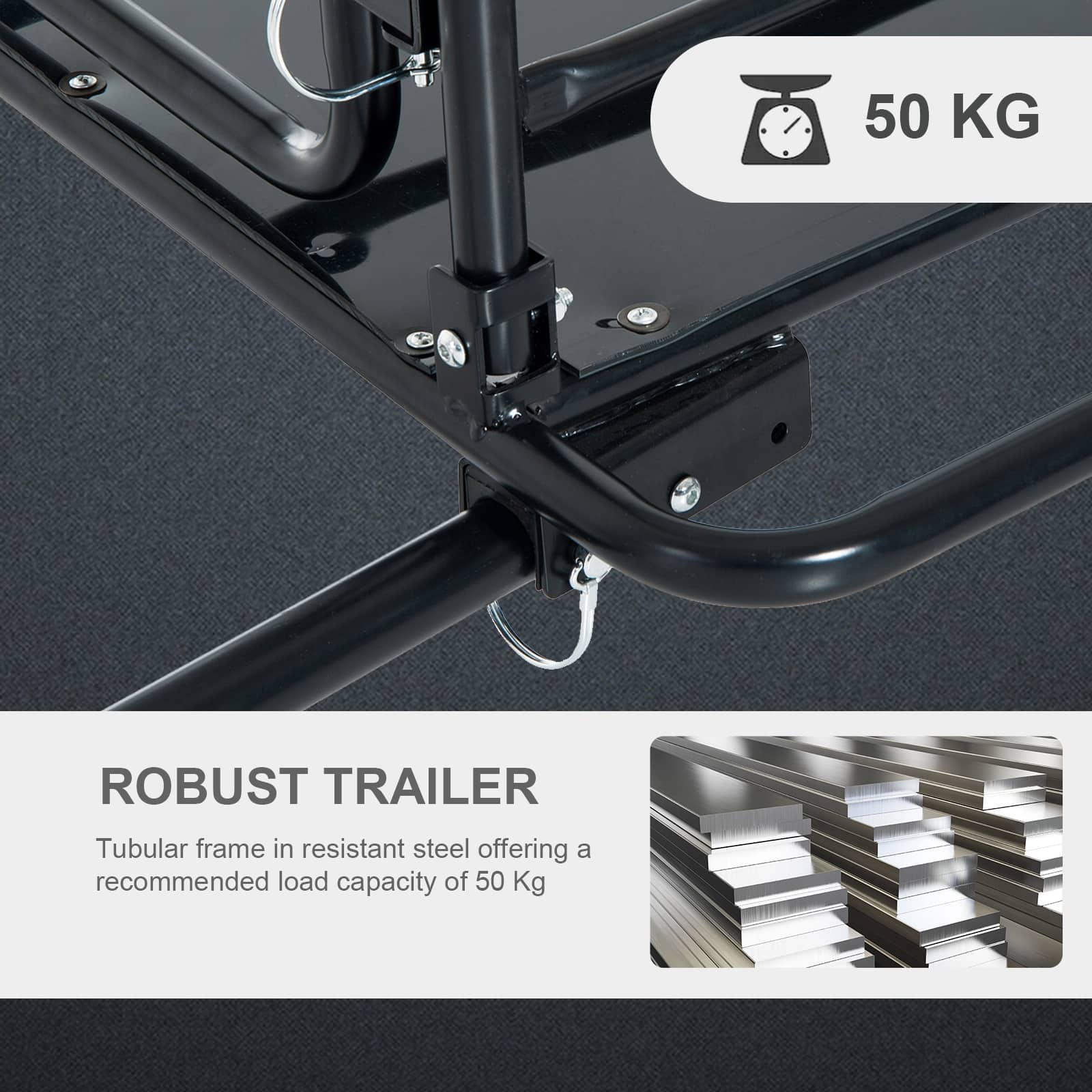 Aosom Bike Cargo Trailer for Hefty Loads with Foldable Compact Design