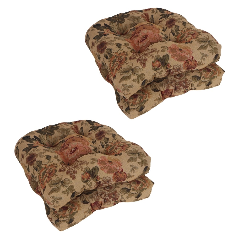 19-inch Rounded Back Tapestry Chair Cushion (Multiple Patterns, Set of 1,2, or 4) - 19 x 19