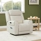 preview thumbnail 42 of 51, Leo Dual Motor Genuine Leather Power Recliner With Power Headrest Cream