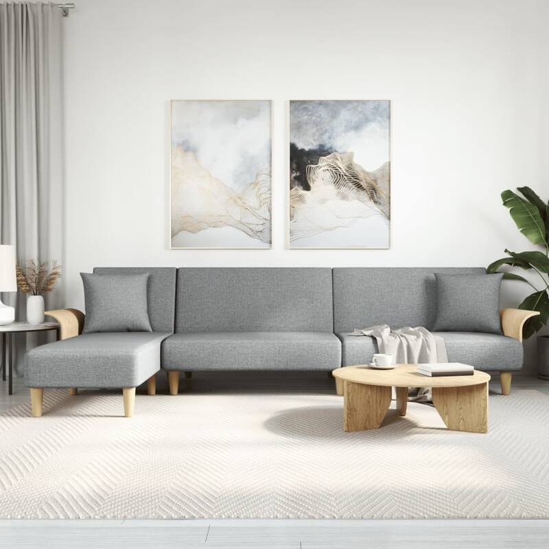 vidaXL L-shaped Sofa Bed Dark/Light Gray 109.8"x55.1"x27.6" Fabric - 109.8" x 55.1" x 27.6" - Light gray