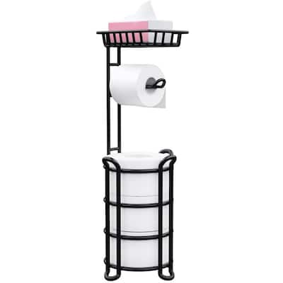 Toilet Paper Holder Stand with Shelf - 23.6"L x 7.4"W