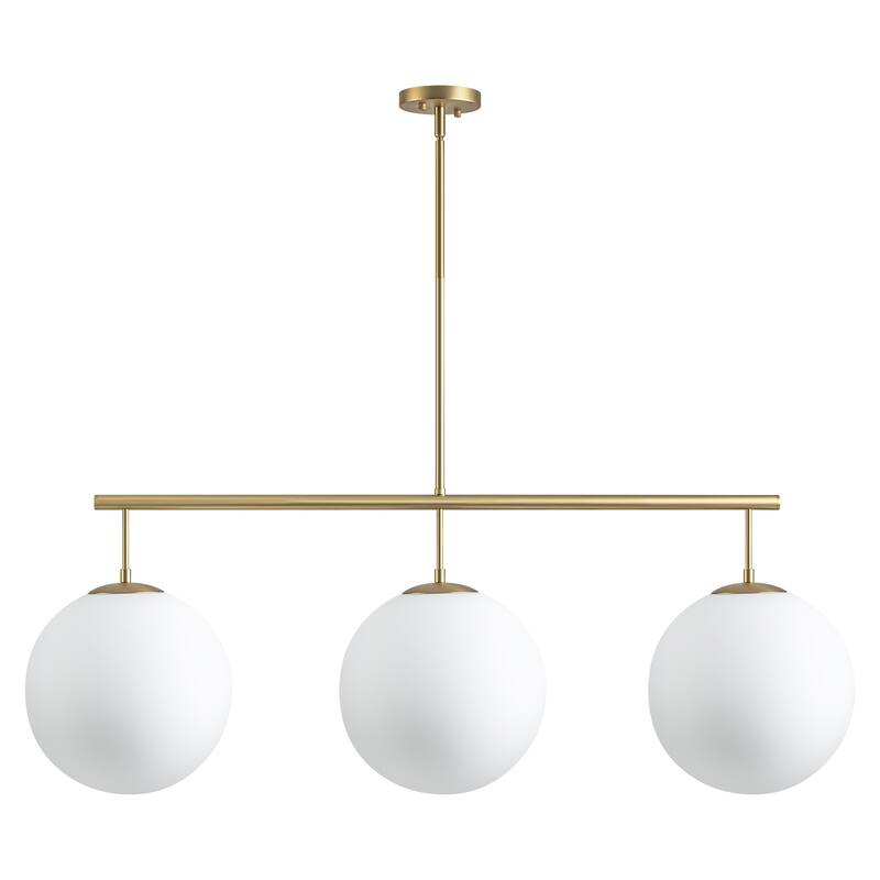 3-Light Modern Gold Linear Glass Globe Bubble Pendant Light Kitchen Island Lighting