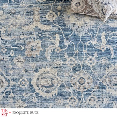 The Met X Exquisite Rugs Vintage Looms Blue/Beige Area Rug.