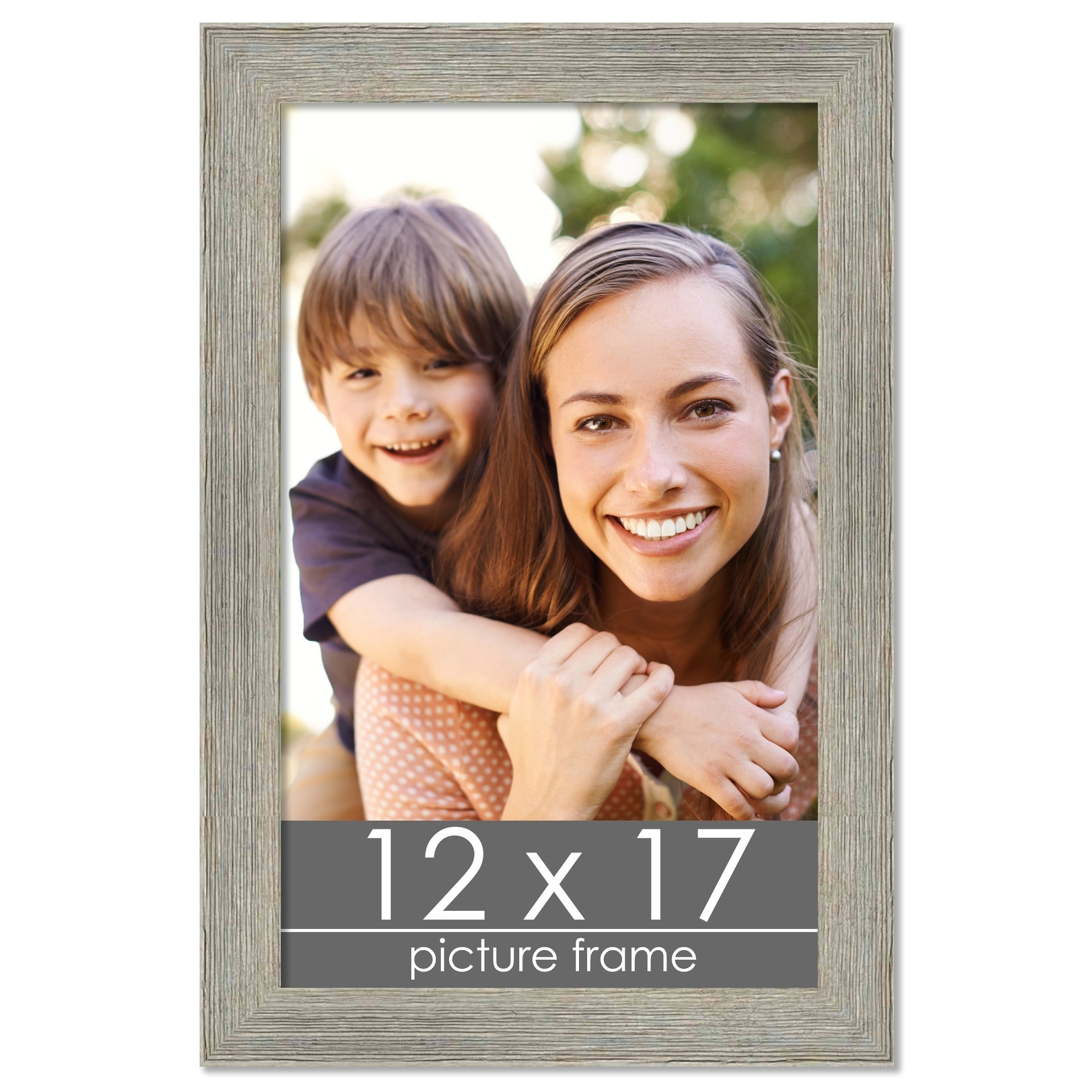 12x17 Distressed/Aged Contrast Grey Complete Wood Picture Frame with UV Acrylic, Foam Board Backing, & Hardware