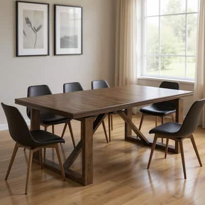HomeRoots 84" Dark Brown Wood Sled Base Dining Table - 84 in. x 30 in. x 42 in.