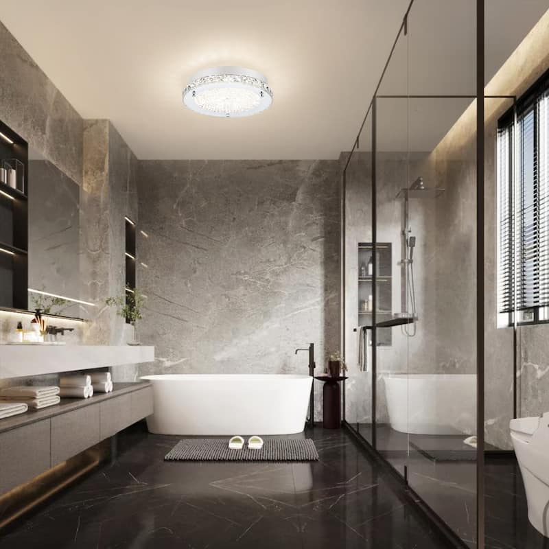 LED Crystal Flush Mount Ceiling Light Dimmable Crystal Light Fixture Flush Mount Lighting Crystal Ceiling Light - 11in