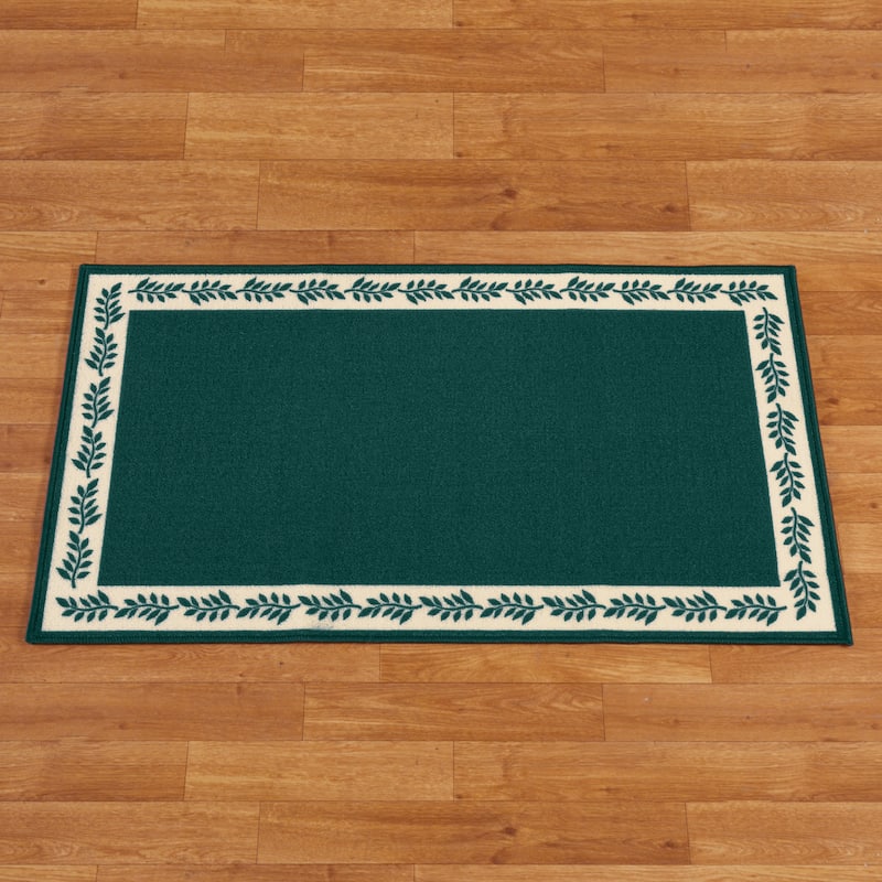 Leaf Border Skid-Resistant Soft Accent Rug - 27.000 x 3.750 x 3.500