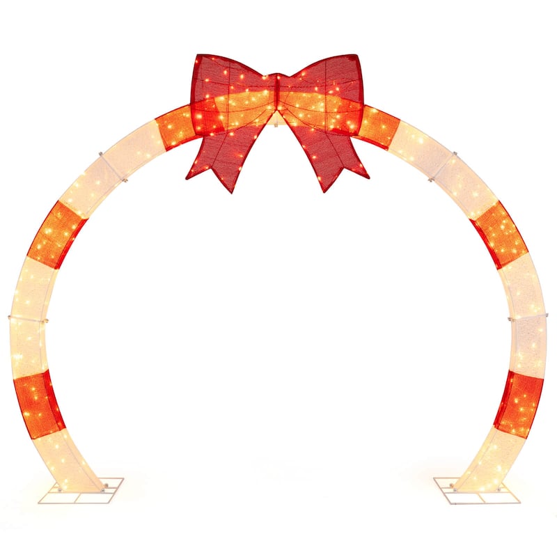 Costway 10.4 FT Christmas Archway with Large Bow & Warm White LED - as pic shows - See Details