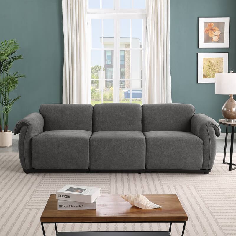 93" 3-Seater Chenille Modular Sofa - Fashionable Sofa with Iron Frame for Living Room, Bedroom