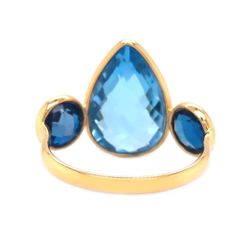 18K Yellow Gold Over Sterling Silver Sky Blue Topaz, London Blue Topaz Ring