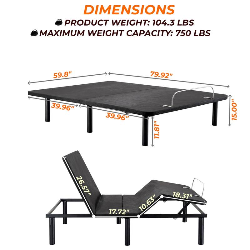 Adjustable Metal Bed Frame with Wireless Remote – Value Sleep Upgrade with Head & Foot Tilt, Low Profile Design