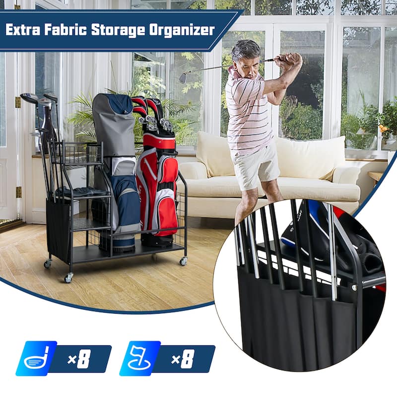 Costway Extra Large Golf Bag Storage Rack for Garage Fits 2 Golf Bags - See Details