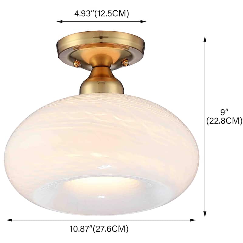 1-Light Metal Flush Mount Light Glass Ceiling Lights