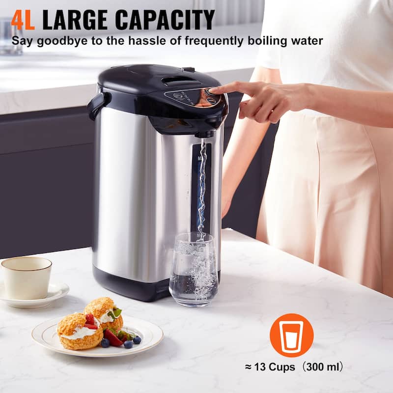 Hot Water Dispenser, Adjustable 4 Temperatures Water Boiler and Warmer, 304 Stainless Steel Countertop Water Heater