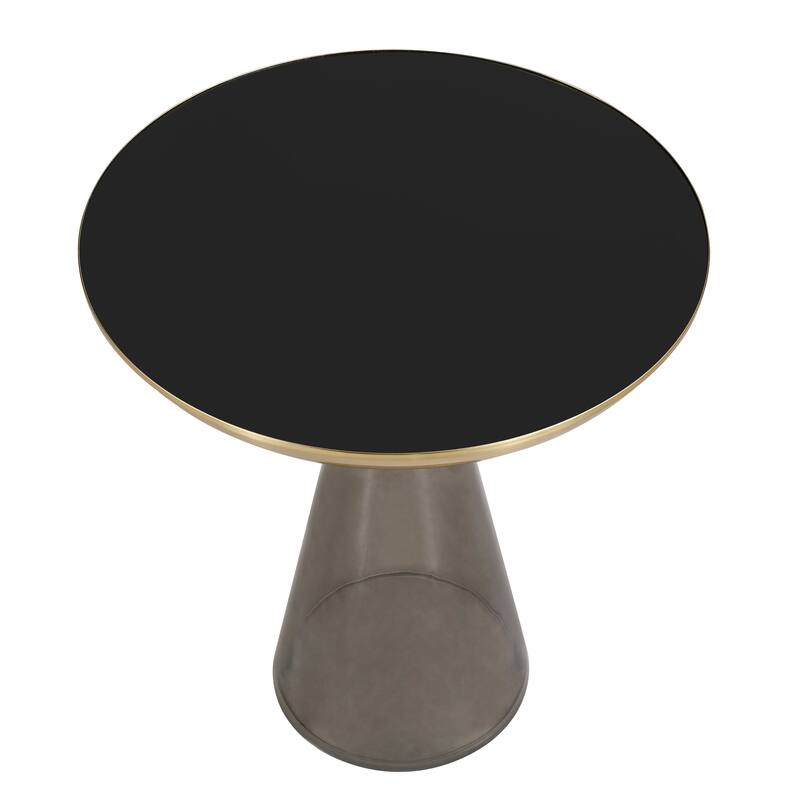 19-Inch Side Table Round Glass Tabletop End Table with Gold Iron Rim and Glass Base