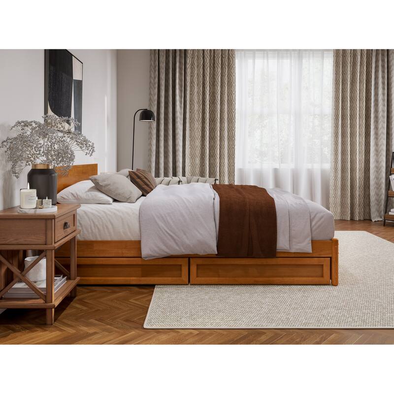 Wesley Platform Bed with Panel Footboard and Storage Drawers