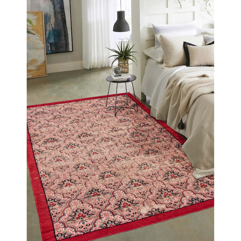 ECARPETGALLERY Hand-knotted Melis Vintage Salmon Wool Rug - 5'11 x 9'0